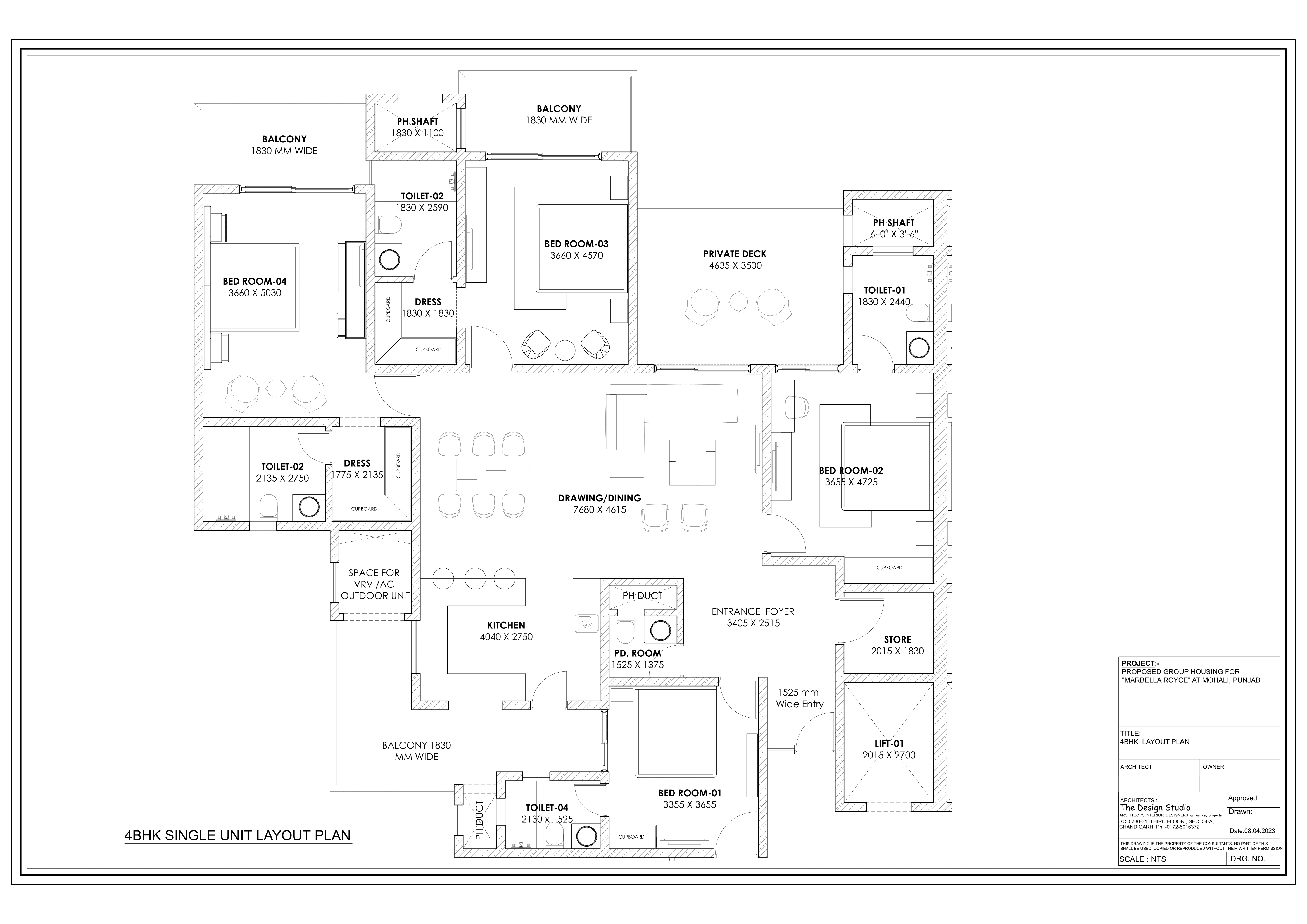 4BHK SINGLE UNIT LAYOUT PLAN